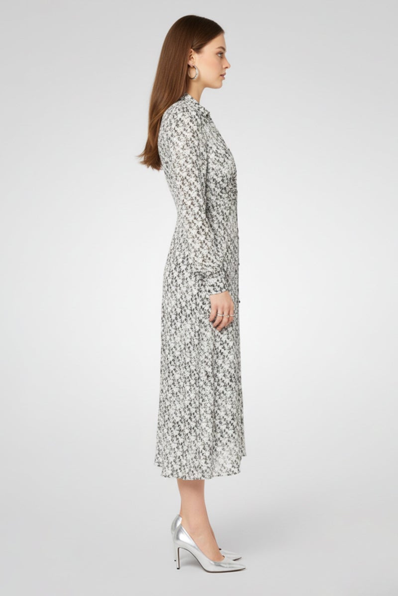 PINKO Women Spread Collar Allover Print Maxi Dress, Multicolor - Image 3